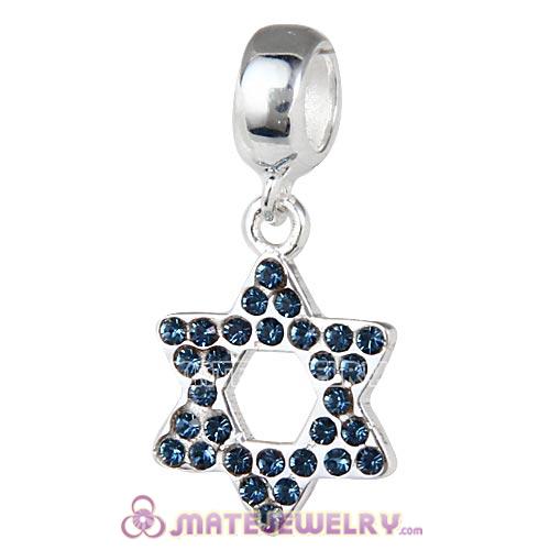 Sterling Silver Star Of David with Montana Austrian Crystal Dangle Beads
