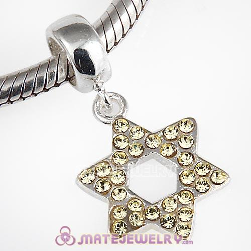 Sterling Silver Star Of David with Jonquil Austrian Crystal Dangle Beads