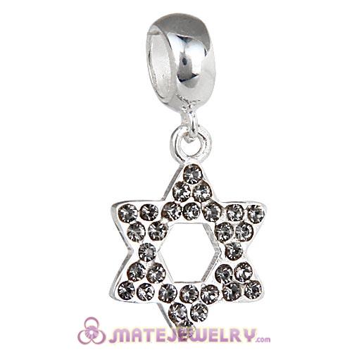 Sterling Silver Star Of David with Black Diamond Austrian Crystal Dangle Beads