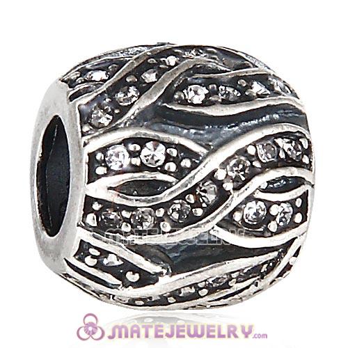 Sterling Silver Entwined Beads with Black Diamond and Clear Austrian Crystal