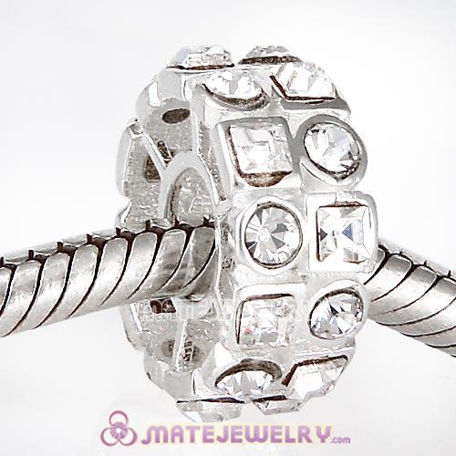 Sterling Silver Stepping Stone Beads with Clear Austrian Crystal
