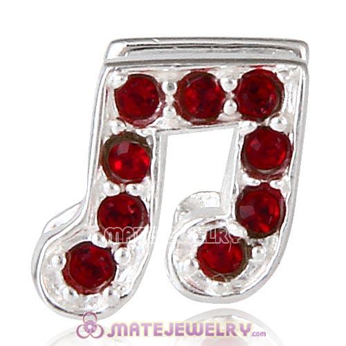 Sterling Silver Music Note Beads with Siam Austrian Crystal