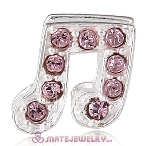 Sterling Silver Music Note Beads with Light Amethyst Austrian Crystal
