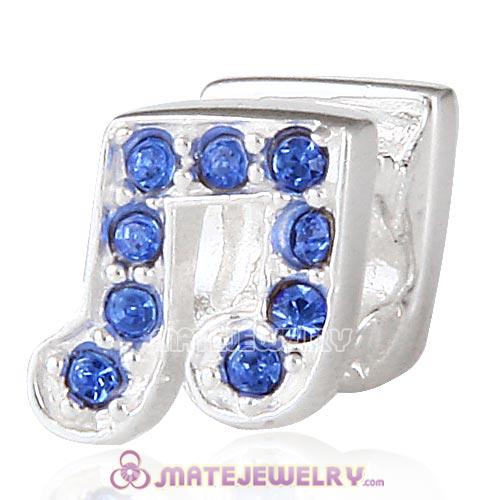 Sterling Silver Music Note Beads with Sapphire Austrian Crystal