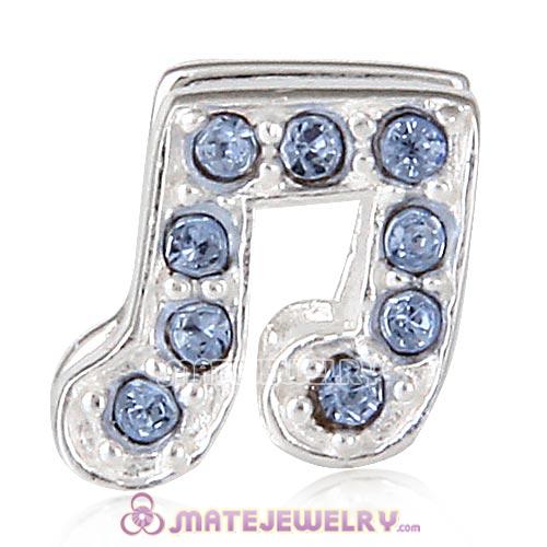 Sterling Silver Music Note Beads with Light Sapphire Austrian Crystal