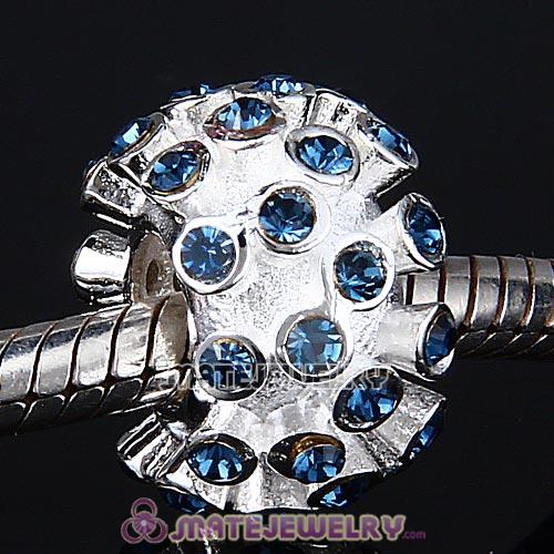 Sterling Silver Loose Pave Beads with Montana Austrian Crystal