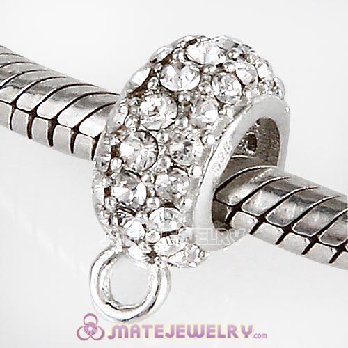 Sterling Silver European Pave Beads with Clear Austrian Crystal
