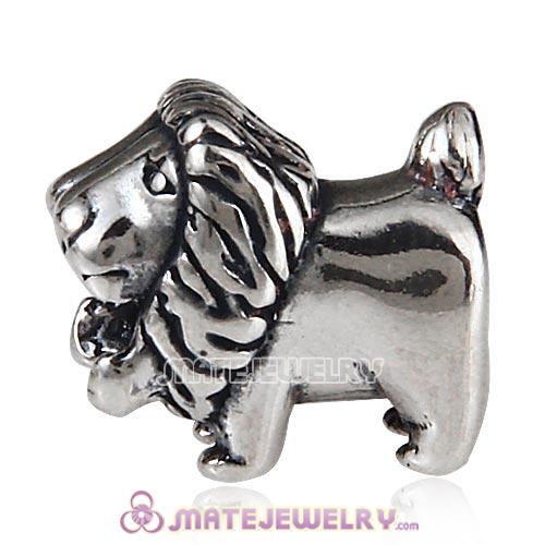 Antique Sterling Silver Lion King Charm Beads European Style