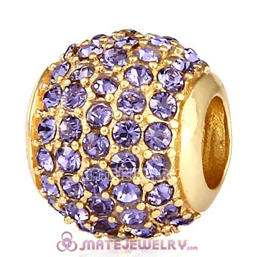 Gold Plated Sterling Pave Lights with Tanzanite Austrian Crystal Charm