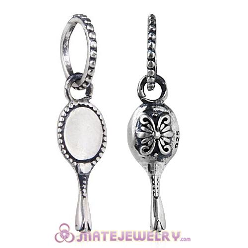 Sterling Silver European Style Dangle Vanity Mirror Charm Beads
