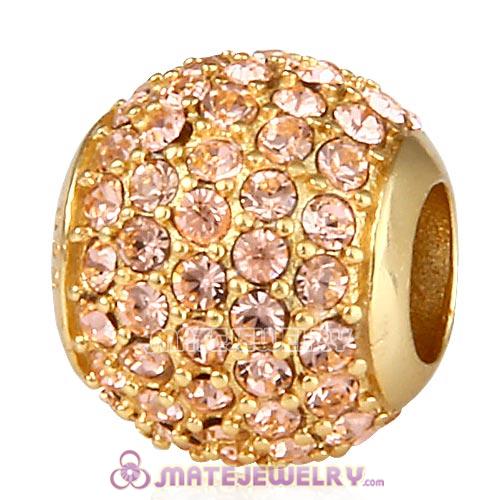 Gold Plated Sterling Pave Lights with Light Peach Austrian Crystal Charm