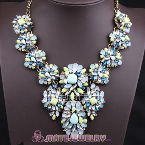Luxury brand Multicolor Resin Crystal Flower Statement Necklaces