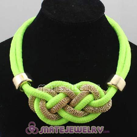 Handmade Weave Fluorescence Peridot Cotton Rope Bib Necklaces