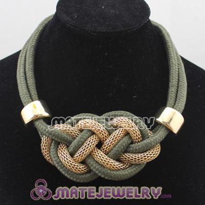 Handmade Weave Fluorescence Army green Cotton Rope Bib Necklaces