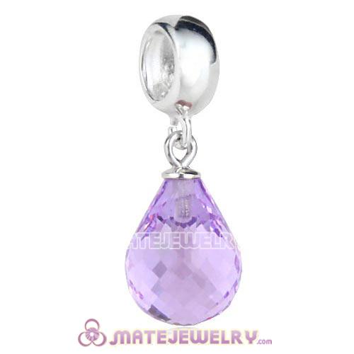 European Sterling Silver Dangle Violet Faceted Glass Beauty Charm