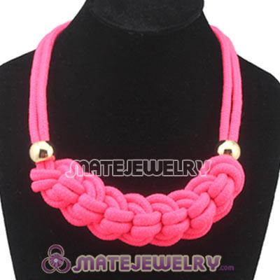 Handmade Weave Fluorescence Pink Cotton Rope Braided Necklace