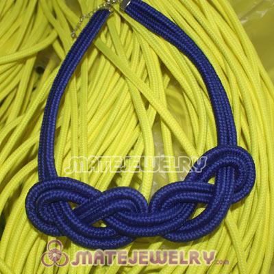 Handmade Weave Fluorescence Dark Blue Cotton Rope Necklace