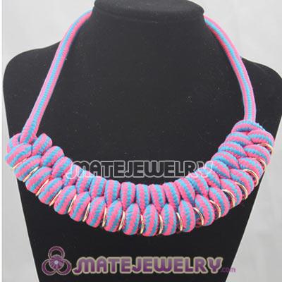 Handmade Weave Fluorescence Rose Blue Cotton Rope Braided Necklace