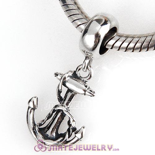 Sterling Silver European Style Dangle Anchor Charm Beads
