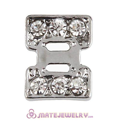 Platinum Plated Alloy Greek Letter Xi with Crystal Floating Locket Charms