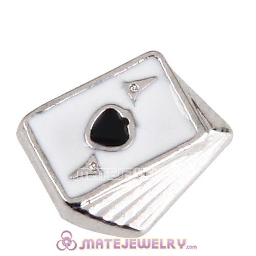 Platinum Plated Alloy Enamel Playing cards Floating Locket Charms