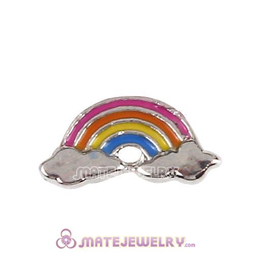 Platinum Plated Alloy Enamel Rainbow Floating Locket Charms