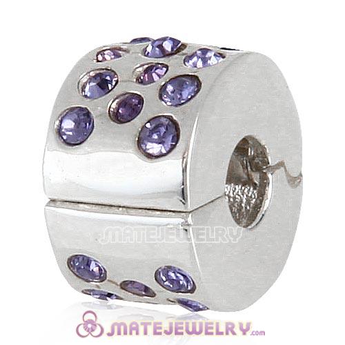 Sterling Silver Glimmer Clip Beads with Tanzanite Austrian Crystal European Style