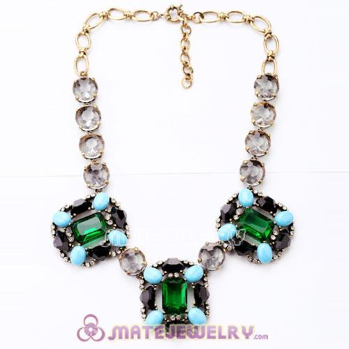 Luxury brand Multi Color Resin Crystal Flower Statement Necklaces