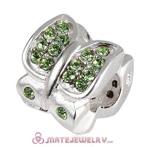925 Sterling Silver Flutter Sky Bead with Peridot Austrian Crystal