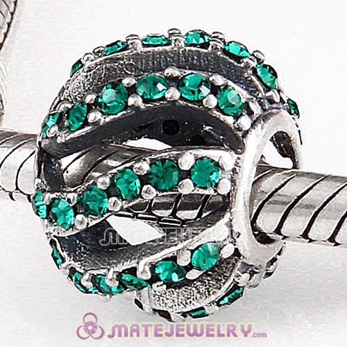 Sterling Silver Winter Wisp Beads with Emerald Austrian Crystal European Style