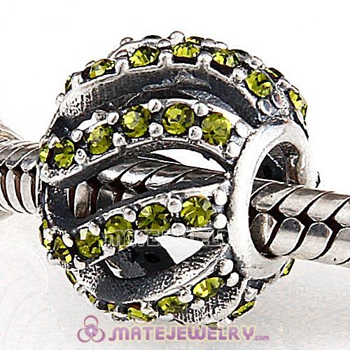 Sterling Silver Winter Wisp Beads with Olivine Austrian Crystal European Style
