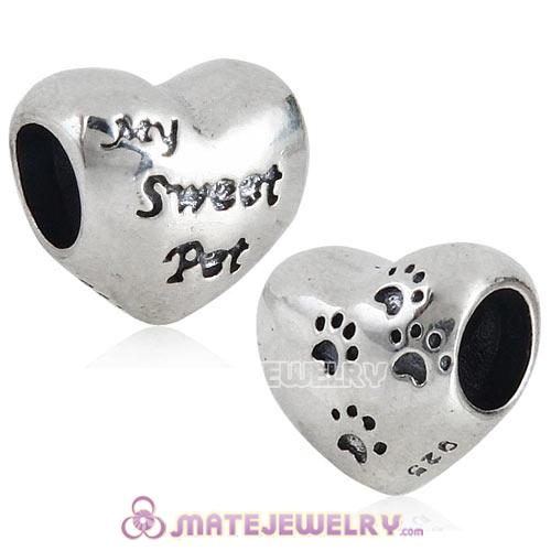 Sterling Silver My Sweet Pet Heart Beads European Style
