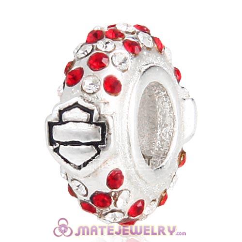 European Style Sterling Silver HD Candy Cane Ride Spacer Bead with Austrian Crystal