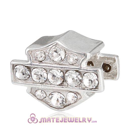 Sterling Silver HD Ride Bead with Clear Austrian Crystal