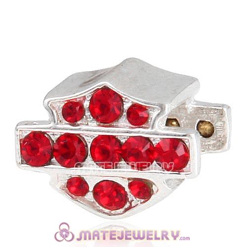 Sterling Silver HD Ride Bead with Light Siam Austrian Crystal