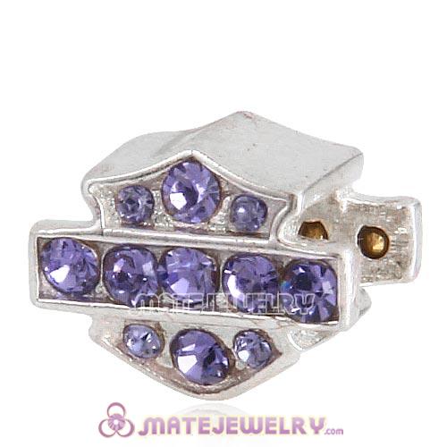 Sterling Silver HD Ride Bead with Tanzanite Austrian Crystal