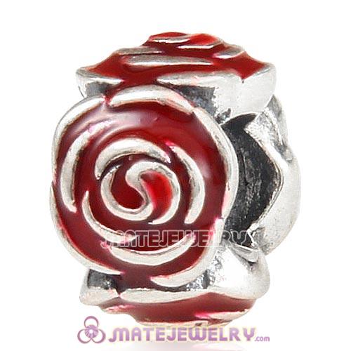 Sterling Silver Rose Garden with Red Enamel Charm Beads