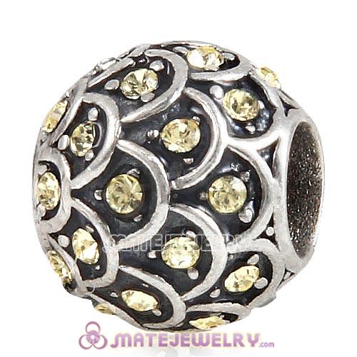 Sterling Silver Sparkling Fish Scale Beads with Jonquil Austrian Crystal European Style