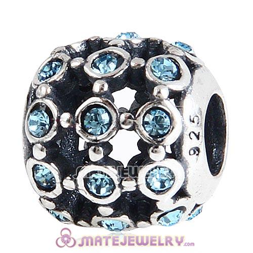 Antique Sterling Silver In the Spotlight Bead with Aquamarine Austrian Crystal