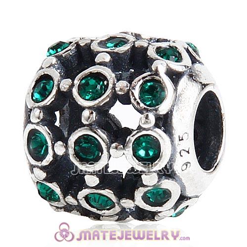 Antique Sterling Silver In the Spotlight Bead with Emerald Austrian Crystal