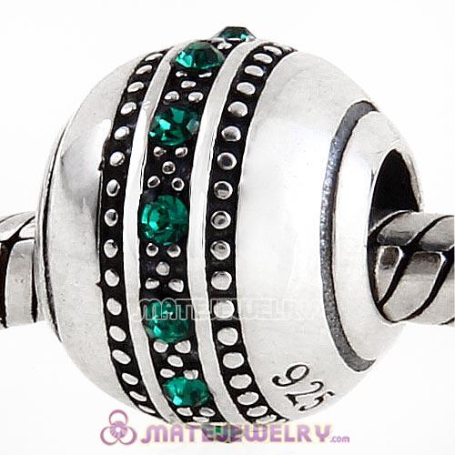 Sterling Silver Fast Lane Beads with Emerald Austrian Crystal European Style
