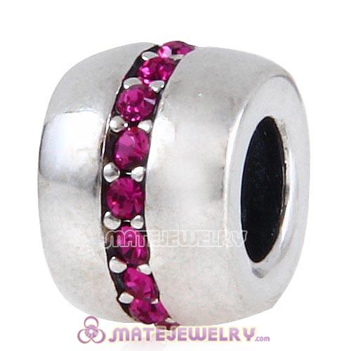 Sterling Silver Cosmo Charm Beads with Fuchsia Austrian Crystal
