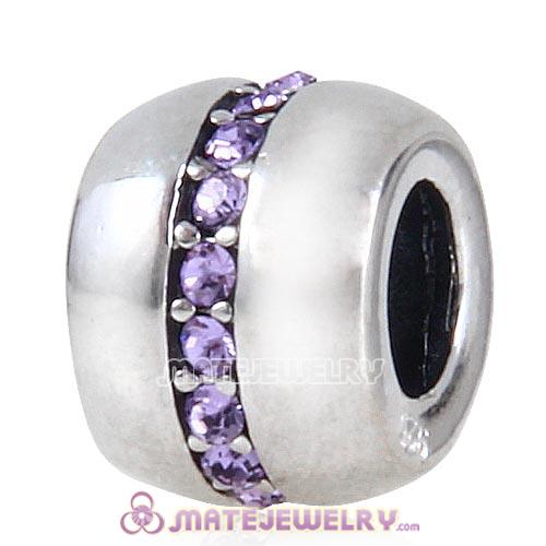 Sterling Silver Cosmo Charm Beads with Violet Austrian Crystal