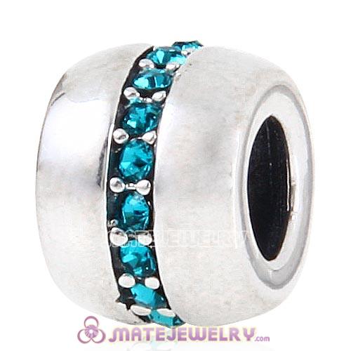 Sterling Silver Cosmo Charm Beads with Blue Zircon Austrian Crystal
