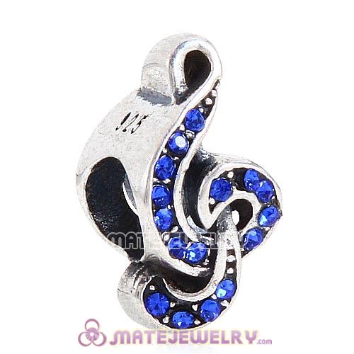 Sterling Silver Sweet Music Beads with Sapphire Austrian Crystal