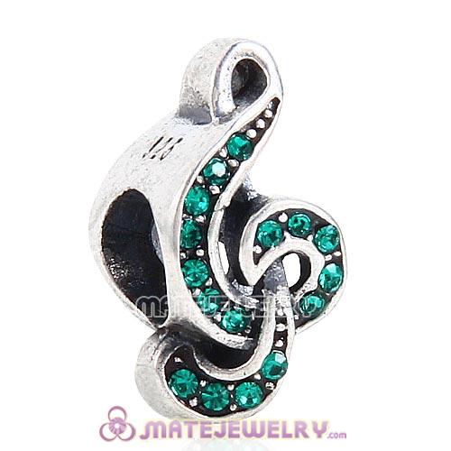 Sterling Silver Sweet Music Beads with Emerald Austrian Crystal