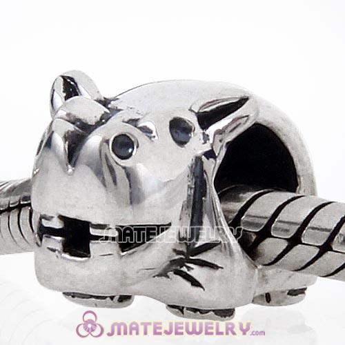 Sterling Silver European Hippo Charm