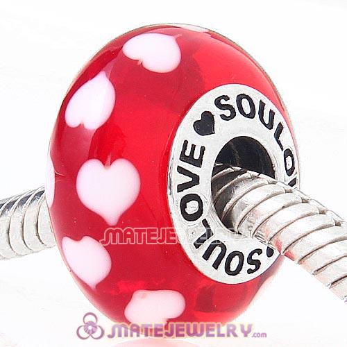 High Grade Hearts SOULOVE Glass Beads 925 Silver Core with Screw Thread