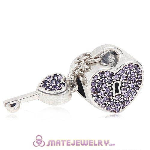 Sterling Silver Locks of Love Charm with Tanzanite  Austrian Crystal