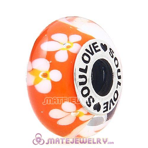 High Grade SOULOVE Flowers Glass Beads 925 Silver Core with Screw Thread